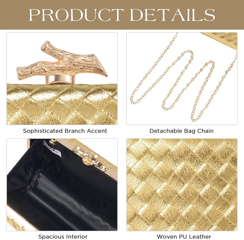 CHUNLI Clutch Purses for Women Evening/Wedding Chic Woven Bag Formal PU Leather Purse Designer Handbags for Women - Image 3